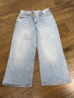 GOOD AMERICAN Wide Leg Jeans Good Ease Relaxed Double Button Indigo Sz 28 EUC